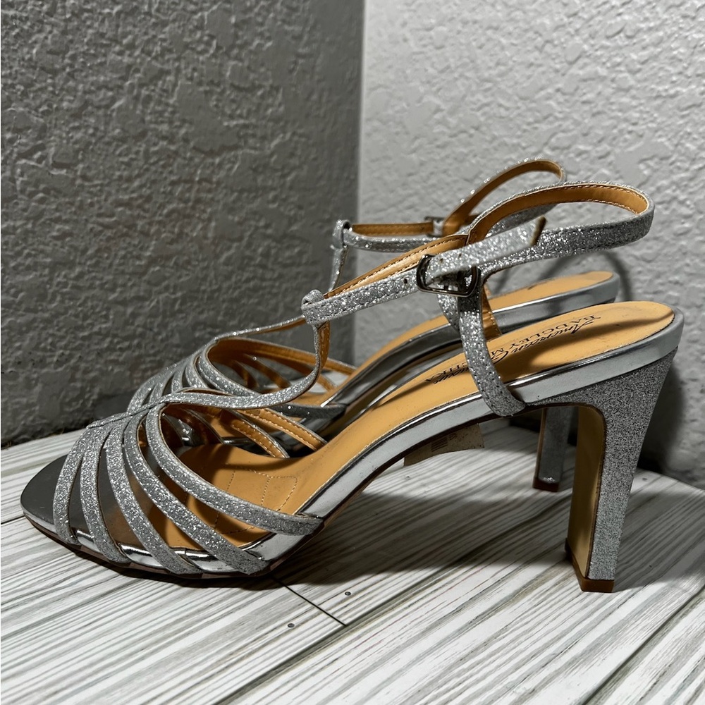 Badgley Mischka American Glamour Women’s ona straps heels Sandals silver size 10 - Picture 8 of 15